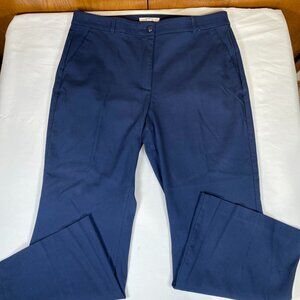 Loft The Sutton Ankle Flare Curvy Pants Women's 16 Blue Cotton Blend